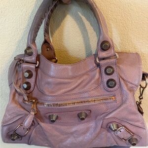 Balenciaga Light Purple Shoulder Bag with Metal Details